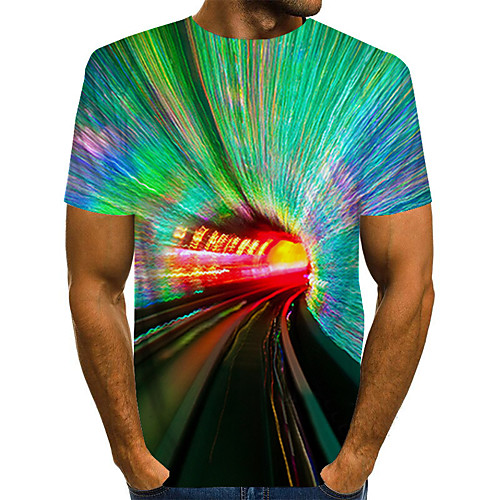 

Men's Plus Size 3D Print T-shirt Basic Daily Round Neck Rainbow / Short Sleeve