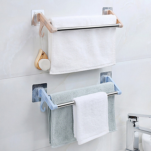 

Hot Stainless Steel Double Towel Bar Rotating Towel Rack Bathroom Kitchen Wall-mounted Towel Polished Rack Holder Double Holder Color Random