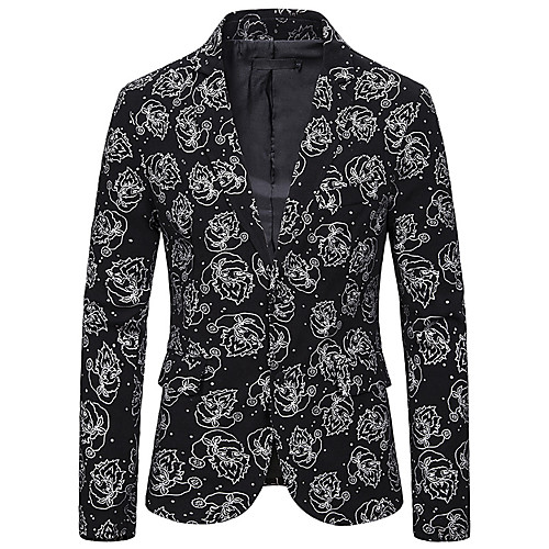 

Men's Blazer, Striped / Floral / Geometric Notch Lapel Polyester Gold / Silver