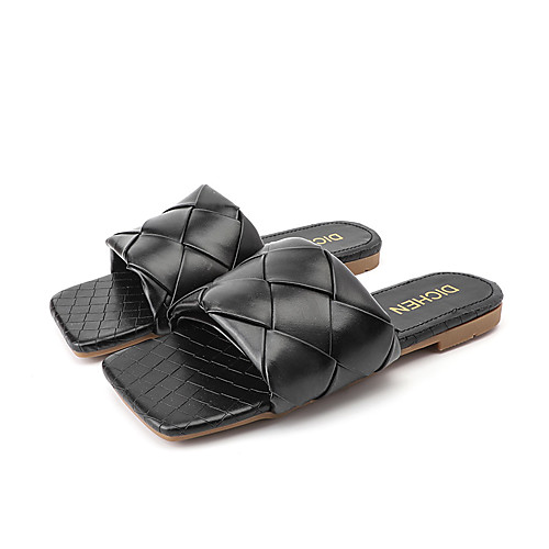 

Women's Slippers & Flip-Flops Summer Flat Heel Open Toe Daily Outdoor PU White / Black / Red