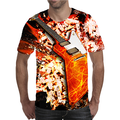 

Men's Plus Size Geometric Color Block Print T-shirt Street chic Exaggerated Holiday Going out Round Neck Rainbow / Short Sleeve
