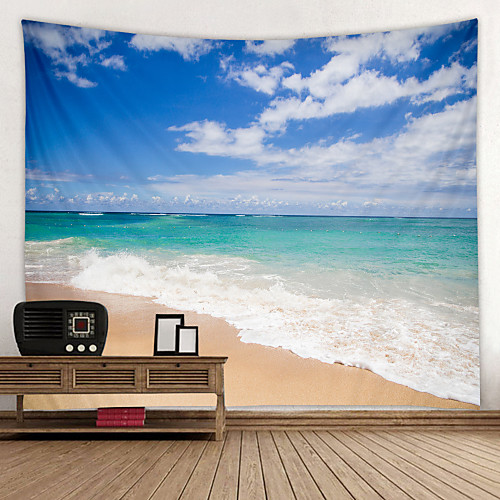 

Blue Sky And White Cloud Beach Digital Printed Tapestry Decor Wall Art Tablecloths Bedspread Picnic Blanket Beach Throw Tapestries Colorful Bedroom Hall Dorm Living Room Hanging