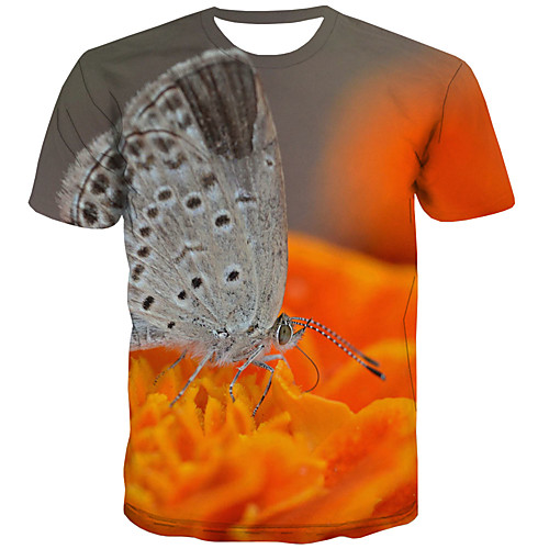 

Men's Plus Size 3D Print T-shirt Street chic Daily Round Neck Rainbow / Short Sleeve