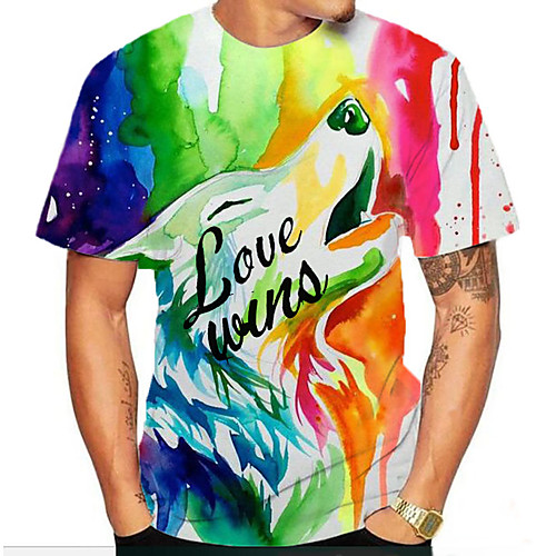 

Love Wins Men's 3D Tie Dye Red Print T-shirt Basic Street chic Daily Weekend Rainbow