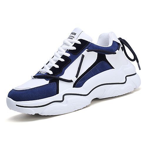 

Men's Spring & Summer Sporty Athletic Trainers / Athletic Shoes Running Shoes PU Non-slipping Black / Red / Blue Color Block