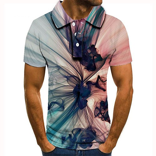 

Men's 3D Graphic Polo Basic Daily Shirt Collar Rainbow / Short Sleeve