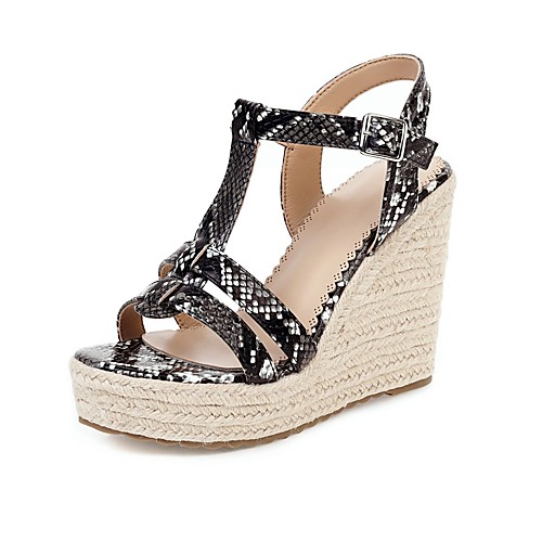 

Women's Sandals Wedge Sandals Black Sandals White Sandals Fall / Spring & Summer Wedge Heel Open Toe Vintage British Party & Evening Office & Career PU White / Black / Brown