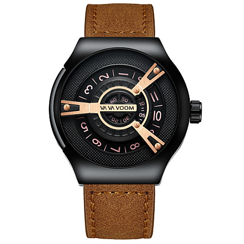 

Men's Dress Watch Quartz Stylish Leather Brown Casual Watch Analog Casual Fashion - Black / Silver BlackGloden Brown One Year Battery Life