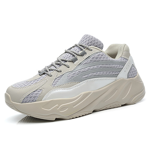 

Men's Fall / Spring & Summer Sporty / Casual Daily Outdoor Trainers / Athletic Shoes Running Shoes / Walking Shoes Mesh Breathable Non-slipping Shock Absorbing Beige / Gray Color Block