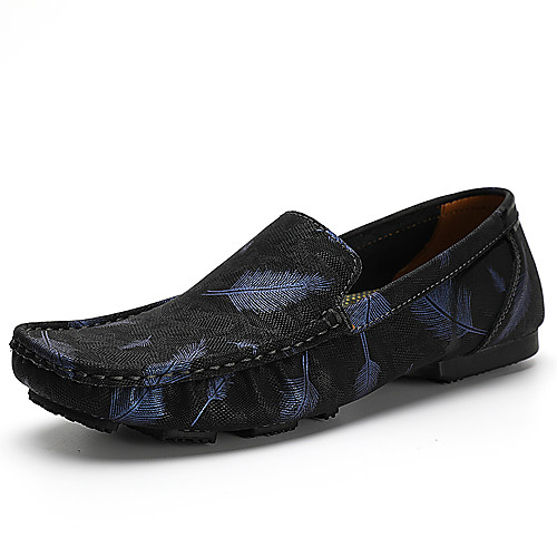 

Men's Spring & Summer / Fall & Winter Daily Outdoor Loafers & Slip-Ons Walking Shoes Cowhide Breathable Wear Proof Black / Gold / Blue