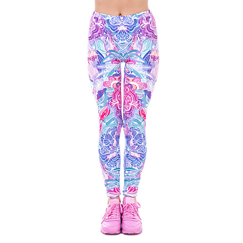 

Women's Yoga Pants 3D Print Purple Elastane Yoga Running Fitness Tights Leggings Sport Activewear Quick Dry Tummy Control Butt Lift Moisture Wicking High Elasticity Skinny
