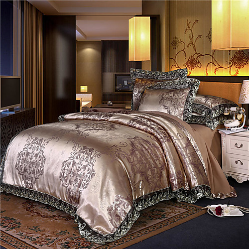 

Tribute Satin Jacquard four-piece set silk quilt set double tencel bed linen wedding european-style bedding