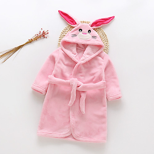 

Kid's Kigurumi Pajamas Bathrobe Oodie Rabbit Bunny Onesie Pajamas Flannel Fabric White / Yellow / Pink Cosplay For Boys and Girls Animal Sleepwear Cartoon Festival / Holiday Costumes / Bath Robe