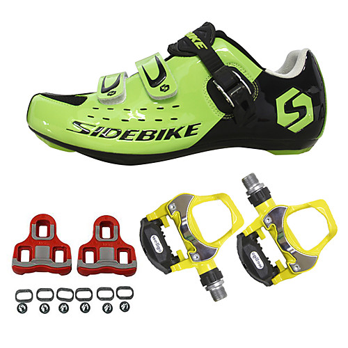 

SIDEBIKE Adults' Cycling Shoes With Pedals & Cleats Road Bike Shoes Cushioning Cycling / Bike Green / Black Men's Women's Unisex Cycling Shoes / Breathable Mesh