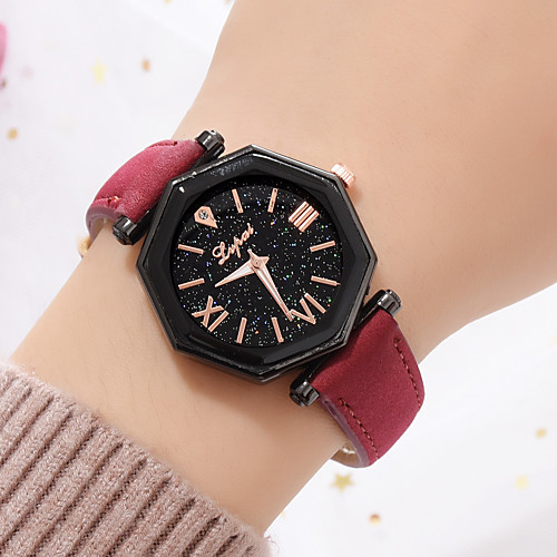 

Ladies Quartz Watches Elegant Fashion Black Red Green PU Leather Chinese Quartz Black Purple Red New Design Casual Watch 1 pc Analog One Year Battery Life
