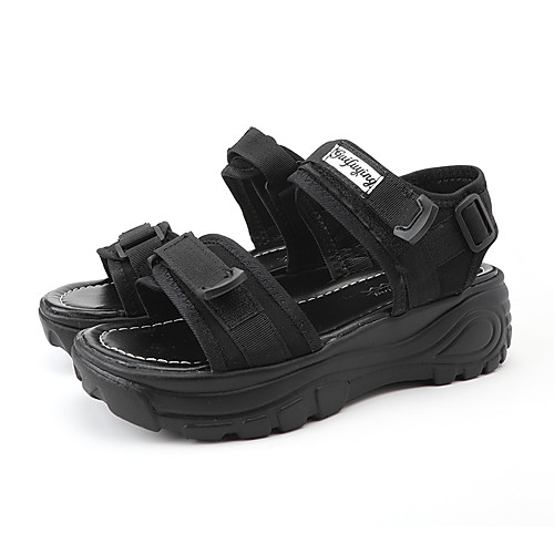 

Women's Sandals Wedge Sandals Summer Wedge Heel Open Toe Casual Daily Outdoor Elastic Fabric White / Black / Red