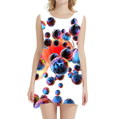 

Women's A Line Dress - Sleeveless Geometric Print Patchwork Summer Sexy Street chic Daily Holiday Belt Not Included 2020 White Black Purple Orange Brown S M L XL XXL XXXL