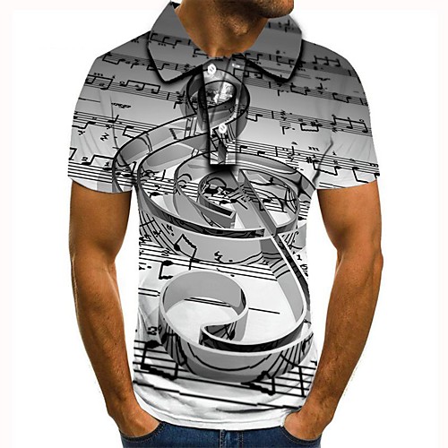 

Men's 3D Graphic Polo Basic Daily Shirt Collar Light gray / Short Sleeve