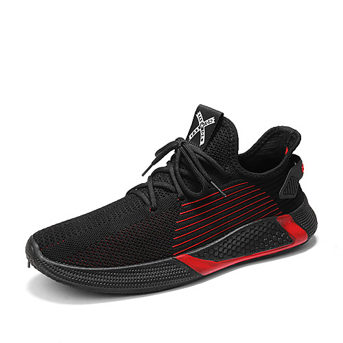 

Men's Fall Sporty / Casual Daily Outdoor Trainers / Athletic Shoes Running Shoes / Walking Shoes Tissage Volant Breathable Non-slipping Shock Absorbing Black / White / Black / Red / White Color Block