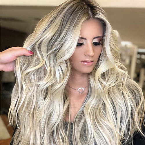 

Synthetic Wig Body Wave Middle Part Wig Long Very Long Light Brown Synthetic Hair 65 inch Women's Party Highlighted / Balayage Hair Middle Part Brown