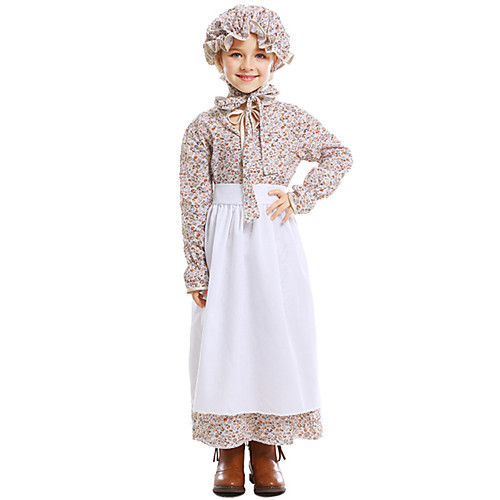 

Maid Costume Dress Hat Flower Girl Dress Girls' Movie Cosplay A-Line Slip White Dress Apron Hat Children's Day Masquerade Cotton / Polyester