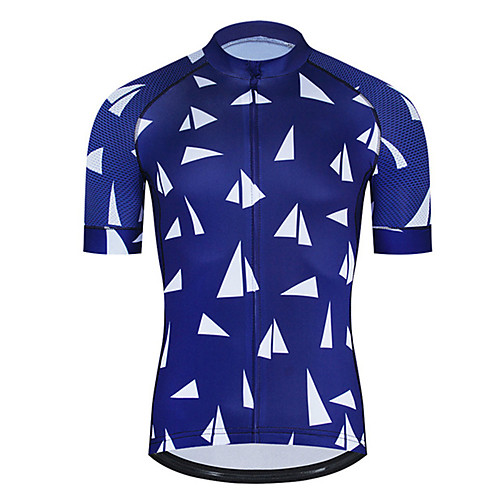 

21Grams Men's Short Sleeve Cycling Jersey Polyester Blue / White Bike Jersey Top Mountain Bike MTB Road Bike Cycling UV Resistant Breathable Quick Dry Sports Clothing Apparel / Stretchy / Race Fit