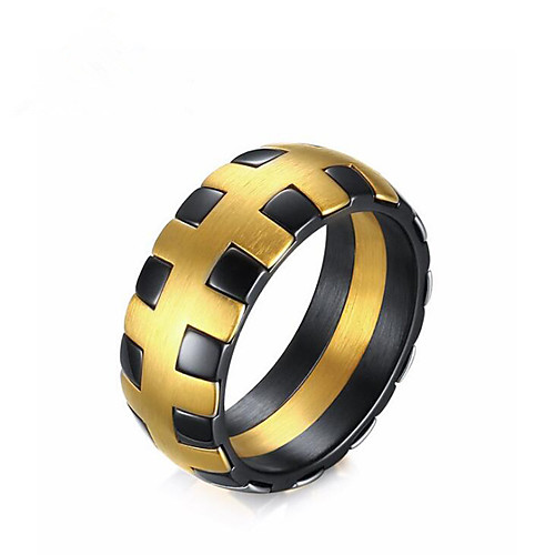 

Men's Ring 1pc Gold Titanium Steel Round Stylish Gift Festival Jewelry Classic Flower