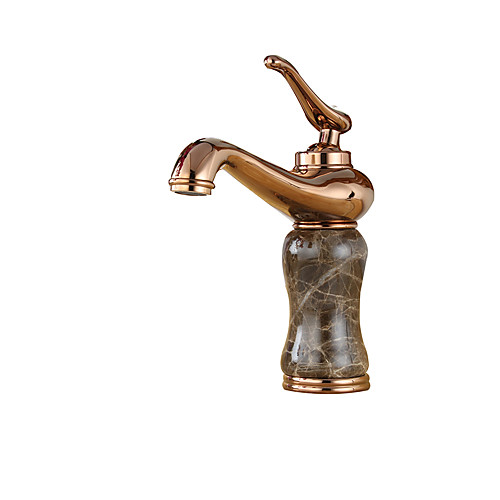

Bathroom Faucet Rose Gold Finish Brass Basin Sink Solid Brass Faucets Single Handle Water Mixer Taps Bath Crane with Heavy Marble Style