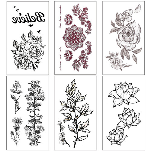 

6 pcs Temporary Tattoos Water Resistant / Waterproof / Mini Style / Safety Face / Body / Hand Water-Transfer Sticker Body Painting Colors