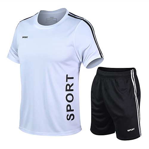 

Men's Solid Colored Print Set Basic Daily Sports Round Neck White / Black / Red / Green / Gray / Short Sleeve
