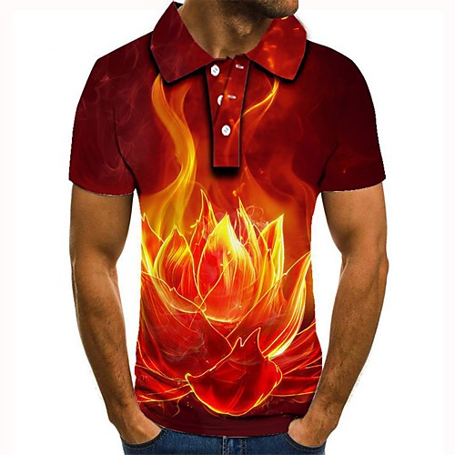 

Men's 3D Graphic Polo Basic Daily Shirt Collar Red / Short Sleeve