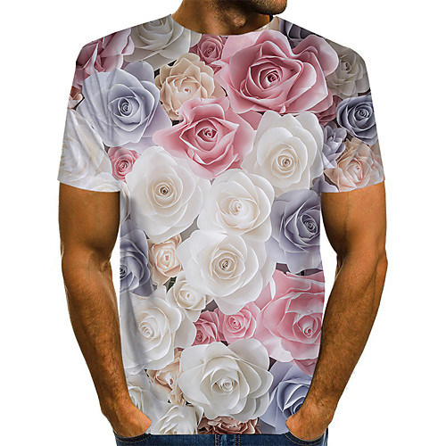 

Men's Plus Size Geometric 3D Print T-shirt Street chic Exaggerated Daily Going out Round Neck Rainbow / Short Sleeve