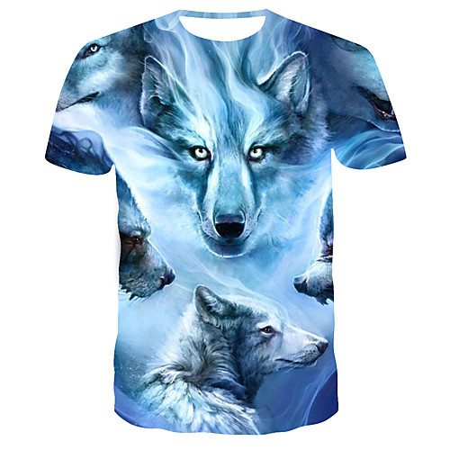 

Men's 3D Print T-shirt Daily Round Neck Blue / Short Sleeve