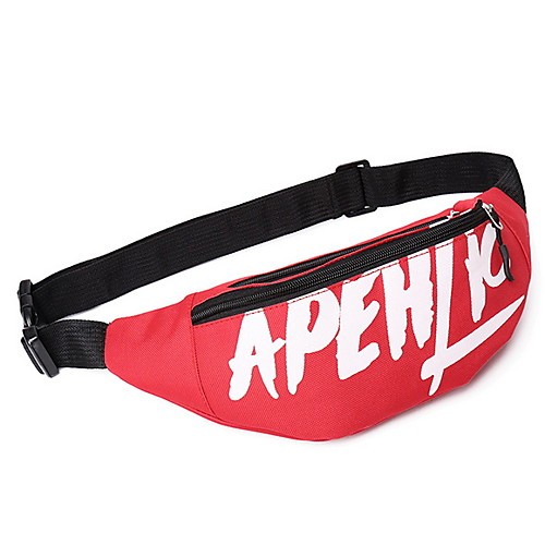 

Women's Zipper Canvas Fanny Pack Letter White / Black / Red