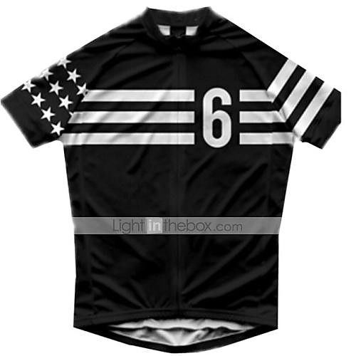 

21Grams Men's Short Sleeve Cycling Jersey Polyester Black / White Retro American / USA National Flag Bike Jersey Top Mountain Bike MTB Road Bike Cycling UV Resistant Breathable Quick Dry Sports