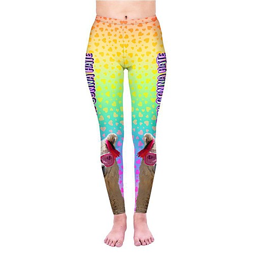

Women's Yoga Pants 3D Print Yellow Elastane Yoga Running Fitness Tights Leggings Sport Activewear Quick Dry Tummy Control Butt Lift Moisture Wicking High Elasticity Skinny