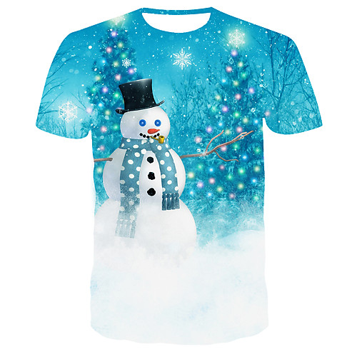

Men's 3D Print T-shirt Daily Round Neck Blue / Short Sleeve