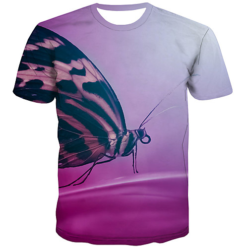 

Men's Plus Size 3D Print T-shirt Street chic Daily Round Neck Rainbow / Short Sleeve