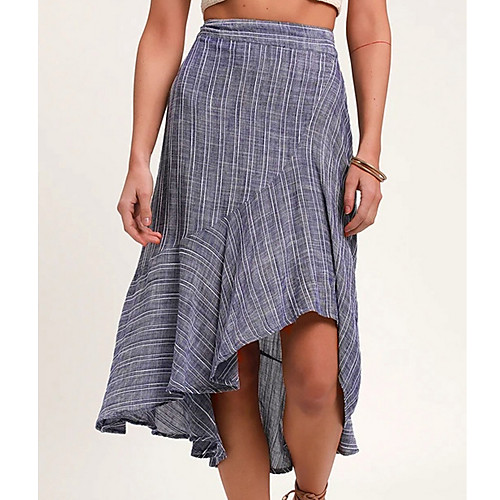 

Women's A Line Skirts - Plaid Light Blue S M L