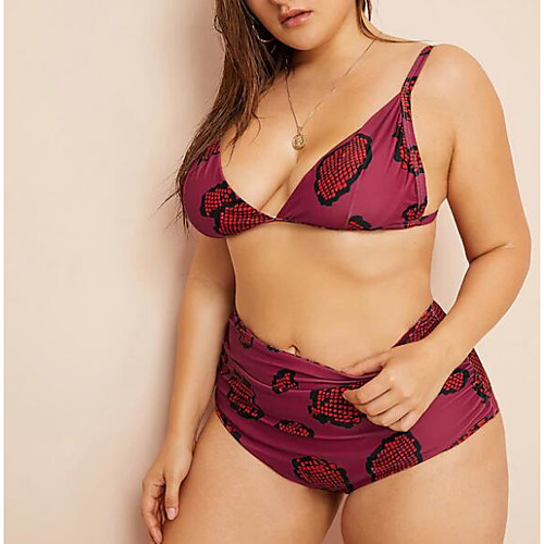 

Women's Tankini Swimsuit Floral Print Swimwear Bathing Suits Purple