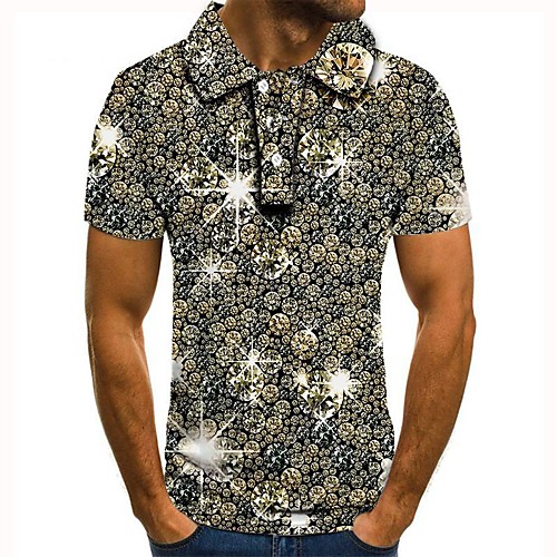 

Men's 3D Polo Basic Daily Shirt Collar Yellow / Gray / Short Sleeve