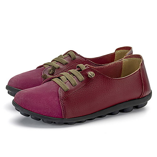 

Women's Oxfords Spring & Summer Flat Heel Round Toe Daily PU White / Black / Red