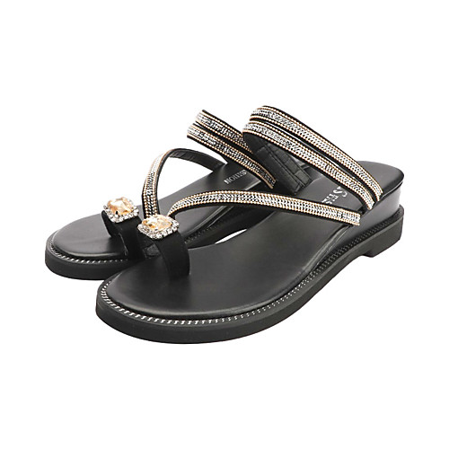 

Women's Sandals / Slippers & Flip-Flops Wedge Sandals Summer Wedge Heel Open Toe Casual Daily Rhinestone Suede Gold / Silver