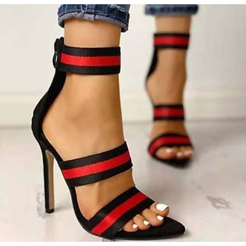 

Women's Sandals Heel Sandals Summer Stiletto Heel Open Toe Daily PU Black
