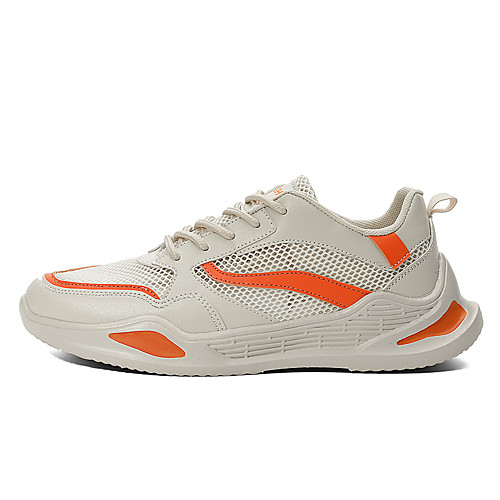 

Men's Fall Sporty / Casual Daily Outdoor Trainers / Athletic Shoes Running Shoes / Walking Shoes Mesh Breathable Non-slipping Shock Absorbing White / Black / Beige Color Block