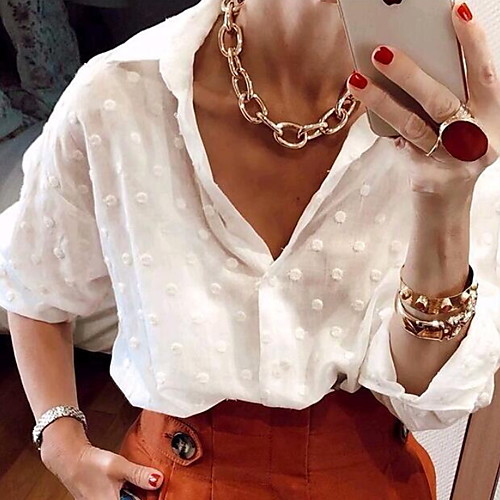 

Women's Polka Dot Shirt Daily White