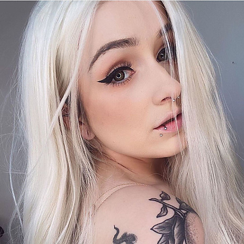 

Synthetic Lace Front Wig Straight Gaga Middle Part Lace Front Wig Blonde Long Platinum Blonde Synthetic Hair 22-26 inch Women's Heat Resistant Women Hot Sale Blonde / Glueless