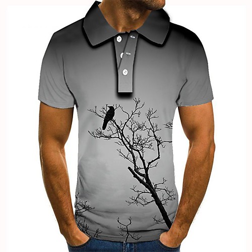 

Men's 3D Graphic Polo Basic Daily Shirt Collar Gray / Short Sleeve