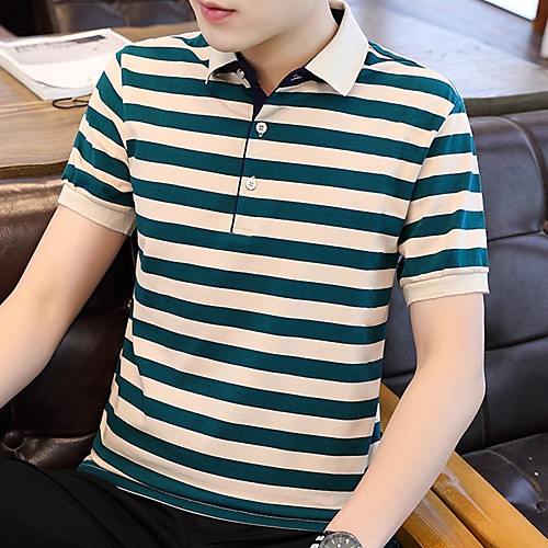 

Men's Striped Polo Business Basic Daily Work Blue / Red / Green