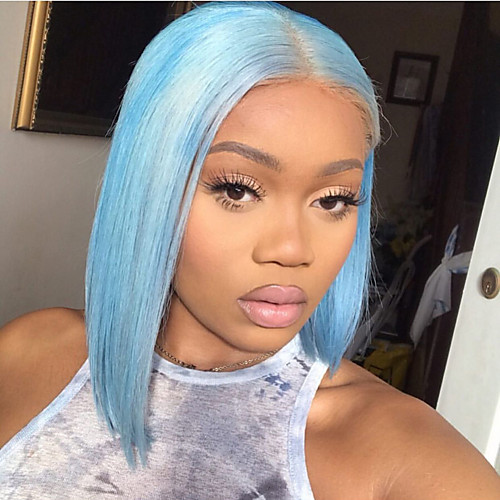 

Synthetic Lace Front Wig Straight Gaga Middle Part Lace Front Wig Medium Length Blue Synthetic Hair 14-16 inch Women's Heat Resistant Women Hot Sale Blue / Glueless